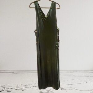 90s teacher velvet jumper Worthington hunter Green Maxi long Dress cabincore